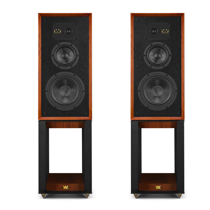 Wharfedale Super Linton Heritage Speaker (Pair) with Stands - Mahogany